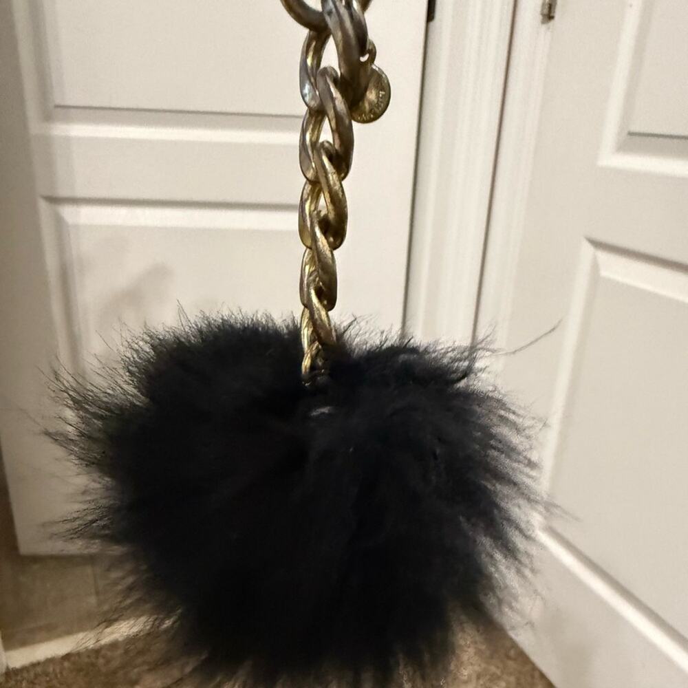 Michael Kors Black Fox Fur Pom Pom Keychain
